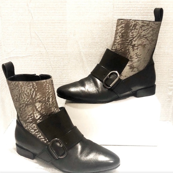 Phillip Lim Black & Silver Embossed Leather Boots - Picture 3 of 4